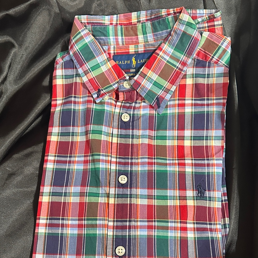 Ralph Lauren Kids Red and Green Plaid Polo